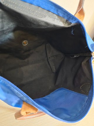 Borsa Longchamp M Blu Pelle E Tessuto