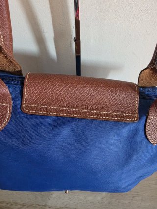 Borsa Longchamp M Blu Pelle E Tessuto