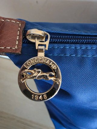 Borsa Longchamp M Blu Pelle E Tessuto