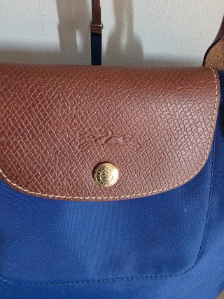 Borsa Longchamp M Blu Pelle E Tessuto