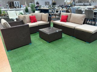 Conjunto Terraza Ratán Cristal Tela