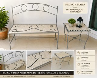 Banco y Mesa Hierro Forjado y Mosaico