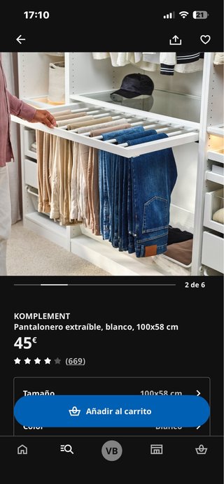 Perchero pantalones (pantalonero) Ikea Komplement