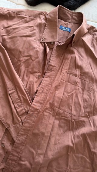 Camisa Dustin Manga Larga Marrón