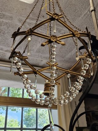 Lampadario Metallo e Sfere Vetro Sec. XX