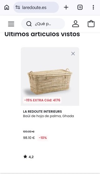 Baúl de mimbre con asas