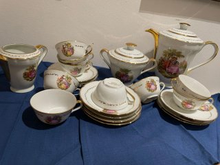 Juego café Ancel Limoges Fragonard porcelana fina