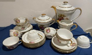 Juego café Ancel Limoges Fragonard porcelana fina