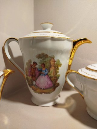 Juego café Ancel Limoges Fragonard porcelana fina