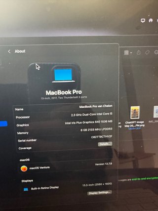 MacBook Pro 2017 8GB Intel Core i5 Plata
