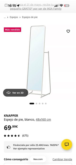 Specchio da terra KNAPPER IKEA bianco 48x160cm