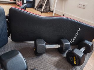 Mancuernas ZIVA 15 Kg + ziva 7,5 kg +Banco Muscula