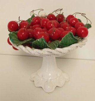 FRUTERO DE CENTRO DE MESA DE CERAMICA CEREZAS