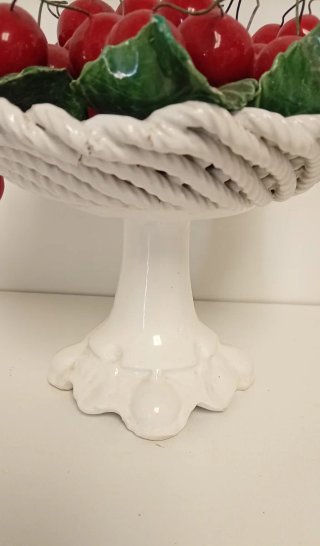 FRUTERO DE CENTRO DE MESA DE CERAMICA CEREZAS