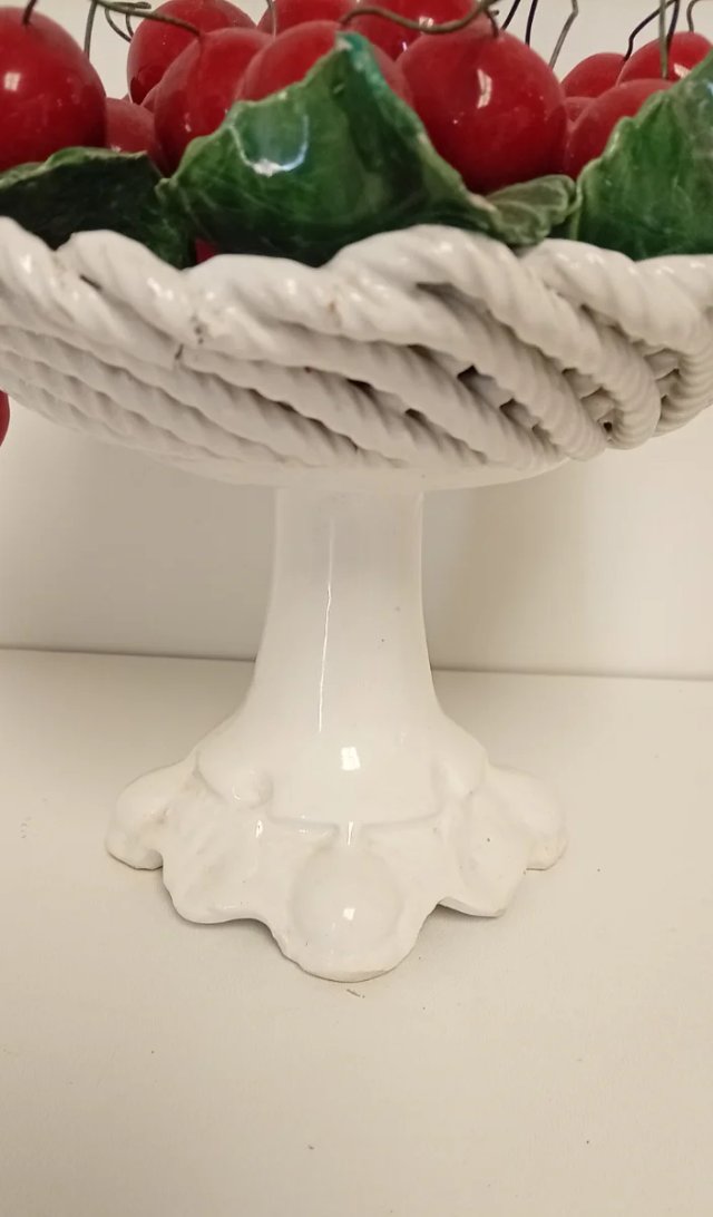 FRUTERO DE CENTRO DE MESA DE CERAMICA CEREZAS
