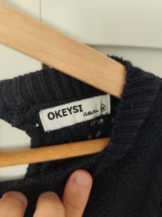 Jersey Okeysi azul marino calado mujer