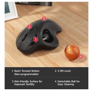 Trackball Ergonómico Recargable Negro/Naranja