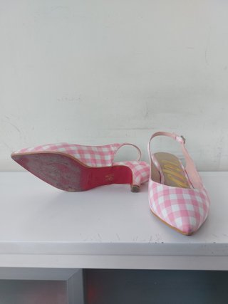 Zapatos salón Cuplé Vichy Rosa y Blanco