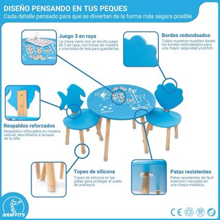 Conjunto Mesa y 2 Sillas Infantiles Azul
