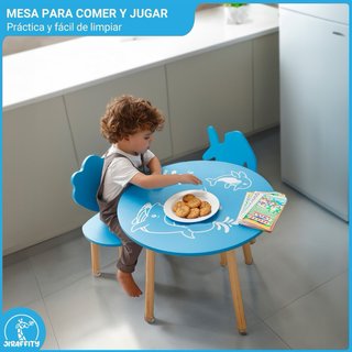 Conjunto Mesa y 2 Sillas Infantiles Azul