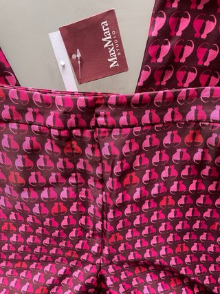 Max Mara pantaloni in seta fantasia due gatti