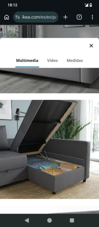 Divano Letto Grigio in Tela Chaise Longue, 3 mesi di uso