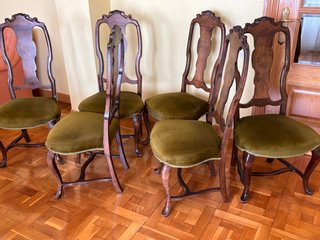Juego 6 Sillas Clásicas Terciopelo Verde