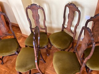 Juego 6 Sillas Clásicas Terciopelo Verde