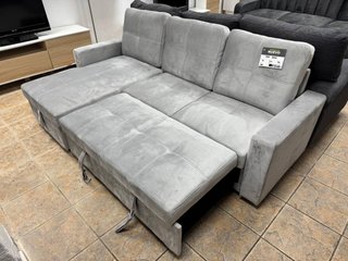Sofá Salón Terciopelo Gris 3 Plazas con Arcón