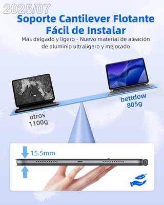 BETTDOW Funda Teclado iPad Air 13"/Pro 12,9" ESP Ñ