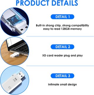 Lettore di schede di memoria XD portatile USB 2.0