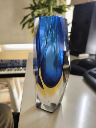 Vaso stile Murano Mandruzzato anni '70 Blu