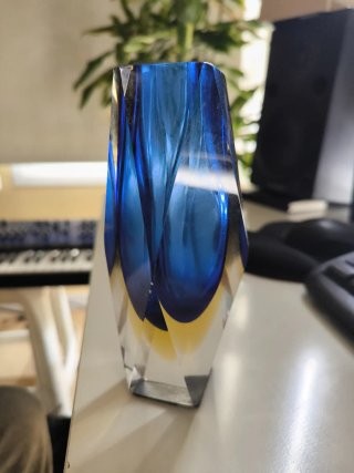 Vaso stile Murano Mandruzzato anni '70 Blu