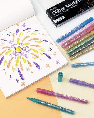 Pennarelli acrilici glitter 16 colori