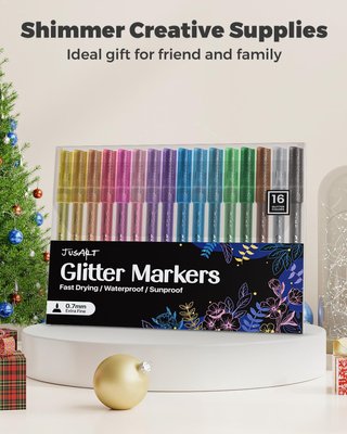 Pennarelli acrilici glitter 16 colori