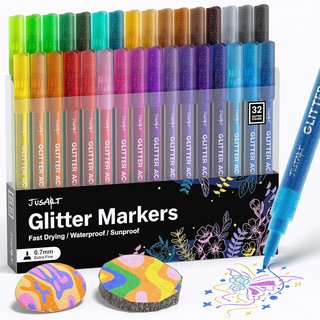 Pennarelli acrilici glitter 16 colori