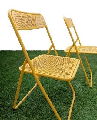 Set 4 Sedie Metallo Vintage Gialle Mild century 70