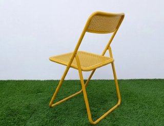 Set 4 Sedie Metallo Vintage Gialle Mild century 70