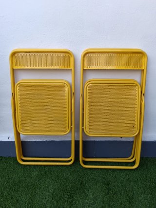 Set 4 Sedie Metallo Vintage Gialle Mild century 70
