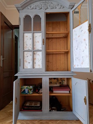 Alacena Vitrina Mueble Salón Madera y Cristal