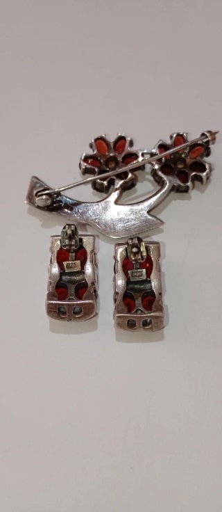 Conjunto Plata 925: Pendientes y Broche Amatista