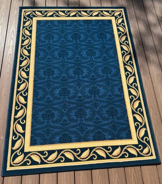 Alfombra 100% Lana Virgen Azul y Dorada 140x200cm