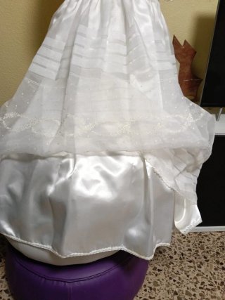Vestido Comunión Organza y Raso Blanco