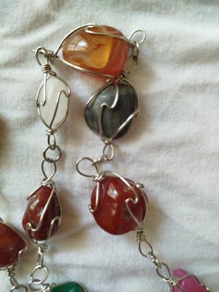 Collana pietre naturali acciaio multicolor