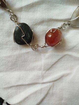 Collana pietre naturali acciaio multicolor