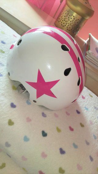Casco bici infantil blanco y rosa Medida: 50-54 cm