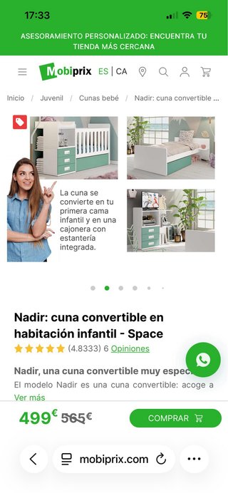 Cuna cambiador convertible