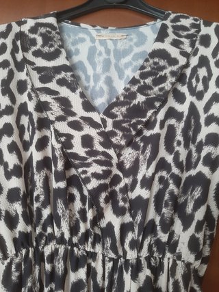 Abito stampa animalier beige e nero