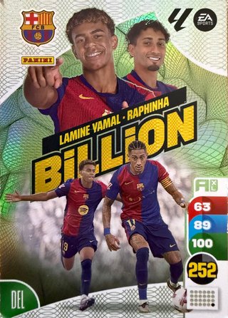 Cromo Lamine Yamal Raphinha Billion Panini