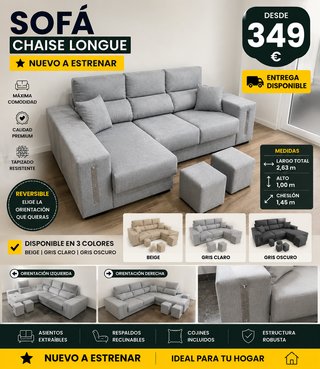 Divani chaise longue nuovi, pronti per l'uso